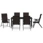 Preview: 7-teiliges Garten-Ess-Set Schwarz Poly-Rattan