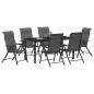 Preview: 7-teiliges Garten-Esszimmer-Set Grau Poly-Rattan