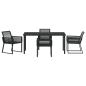 Preview: 5-teiliges Garten Essgruppe Schwarz Poly-Rattan