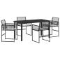 Preview: 5-teiliges Garten-Ess-Set mit Kissen Schwarz Poly-Rattan