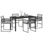 Preview: 5-teiliges Garten-Ess-Set mit Kissen Schwarz Poly-Rattan
