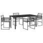 Preview: 5-teiliges Garten-Esszimmer-Set mit Kissen - Schwarzer Poly-Rattan
