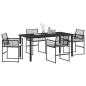Preview: 5-teiliges Garten-Esszimmer-Set mit Kissen - Schwarzer Poly-Rattan
