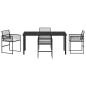 Preview: 5-teiliges Garten-Esszimmer-Set mit Kissen - Schwarzer Poly-Rattan