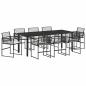 Preview: ARDEBO.de - 9-teiliges Garten Essset mit Kissen Schwarz Poly Rattan