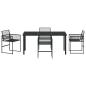 Preview: 5-teiliges Garten-Essmöbelset Schwarz Poly-Rattan