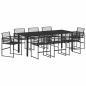 Preview: 9-teiliges Garten-Essset Schwarzes Poly-Rattan