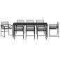 Preview: 9-teiliges Garten-Essset Schwarzes Poly-Rattan