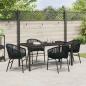 Preview: 5-teiliges Garten-Esszimmer-Set mit schwarzem Poly-Rattan
