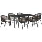 Preview: 7-teiliges Garten-Essgruppe Braun Poly Rattan