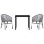 Preview: 3-teiliges Garten-Esstischset Grau Poly-Rattan