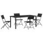 Preview: 5-teiliges Garten-Esszimmer-Set Schwarz Textilene und Stahl