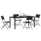 Preview: 5-teiliges Garten-Esszimmer-Set Schwarz Textilene und Stahl