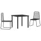 Preview: 3-teiliges Garten-Esstisch-Set Schwarz Poly-Rattan