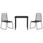 Preview: 3-teiliges Garten-Esstisch-Set Schwarz Poly-Rattan