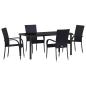 Preview: 5-teiliges Garten-Essset aus schwarzem Poly-Rattan