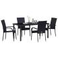 Preview: 5-teiliges Garten-Essset aus schwarzem Poly-Rattan