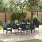 Preview: ARDEBO.de - 7-teiliges Garten-Essset schwarzes Poly-Rattan