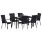 Preview: 7-teiliges Garten-Essset schwarzes Poly-Rattan