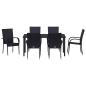 Preview: 7-teiliges Garten-Essset schwarzes Poly-Rattan