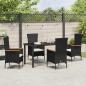 Preview: 5-teiliges Garten-Esszimmer-Set mit Kissen Schwarz Poly-Rattan