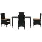 Preview: 5-teiliges Garten-Esszimmer-Set mit Kissen Schwarz Poly-Rattan