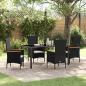 Preview: ARDEBO.de - 5-teiliges Garten-Essset mit Kissen Schwarzes Poly-Rattan
