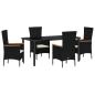 Preview: 5-teiliges Garten-Essset mit Kissen Schwarzes Poly-Rattan