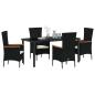 Preview: 5-teiliges Garten-Essset mit Kissen Schwarzes Poly-Rattan