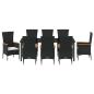 Preview: 9-teilige Garten-Essgruppe mit Kissen Schwarz Poly-Rattan