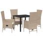 Preview: 5-teiliges Gartenset mit Kissen Beige Poly-Rattan