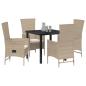 Preview: 5-teiliges Gartenset mit Kissen Beige Poly-Rattan