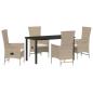Preview: 5-teiliges Garten-Ess-Set mit Kissen Beige Poly-Rattan