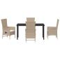 Preview: 5-teiliges Garten-Ess-Set mit Kissen Beige Poly-Rattan