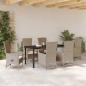 Preview: 7-teiliges Garten-Essenset mit Kissen Beige Poly Rattan