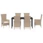 Preview: 7-teiliges Garten-Essenset mit Kissen Beige Poly Rattan