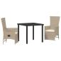 Preview: 3-teiliges Garten-Dining-Set mit Kissen Beiges Poly-Rattan