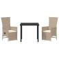 Preview: 3-teiliges Garten-Dining-Set mit Kissen Beiges Poly-Rattan