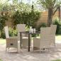 Preview: ARDEBO.de - 5-teiliges Garten-Essenset mit Kissen Beige Poly Rattan