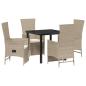 Preview: 5-teiliges Garten-Essenset mit Kissen Beige Poly Rattan