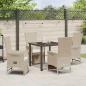 Preview: 5-teiliges Garten-Essenset mit Kissen Beige Poly Rattan