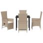 Preview: 5-teiliges Garten-Essenset mit Kissen Beige Poly Rattan