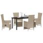 Preview: 5-teiliges Garten-Esszimmer-Set mit Kissen Beige Poly-Rattan