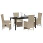Preview: 5-teiliges Garten-Dining-Set mit Kissen in Beige, Poly-Rattan