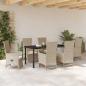 Preview: 7-teiliges Garten-Dining-Set mit Kissen Beige Poly Rattan