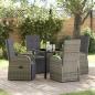 Preview: ARDEBO.de - 5-teiliges Garten-Esszimmer-Set mit Kissen Grau Poly Rattan