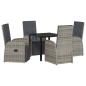 Preview: 5-teiliges Garten-Esszimmer-Set mit Kissen Grau Poly Rattan