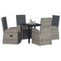 Preview: 5-teiliges Garten-Esszimmer-Set mit Kissen Grau Poly Rattan