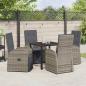 Preview: 5-teiliges Garten-Esszimmer-Set mit Kissen Grau Poly Rattan