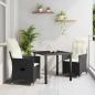 Preview: ARDEBO.de - 3-teiliges Garten-Esszimmer set mit Kissen Schwarz Poly-Rattan